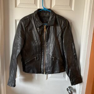 Berman’s The Leather Experts Motorcycle Jacket Women’s Size 14 Bomber VTG Black